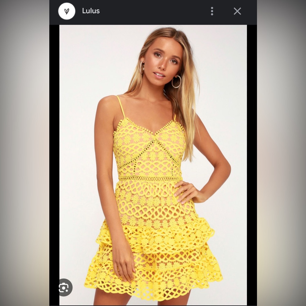 Beauty and Lace Yellow Crochet Mini Dress